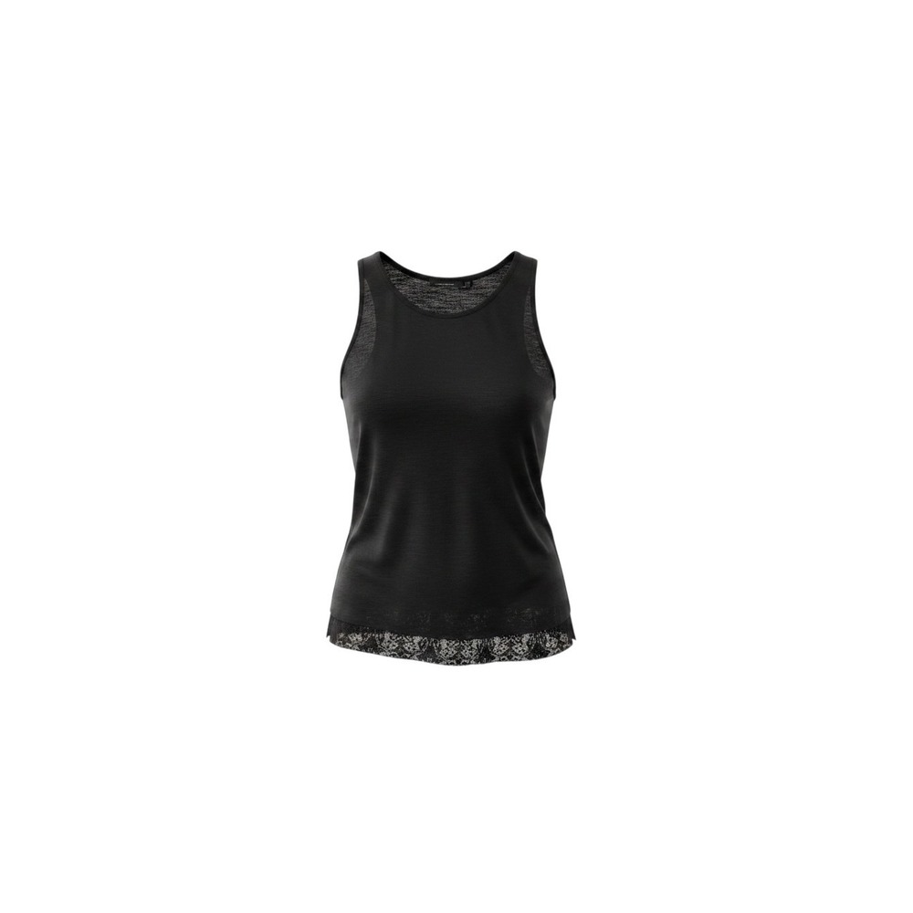 Avia Tank Top Womens L Black Burnout Leopard Print Lace Trim Hem